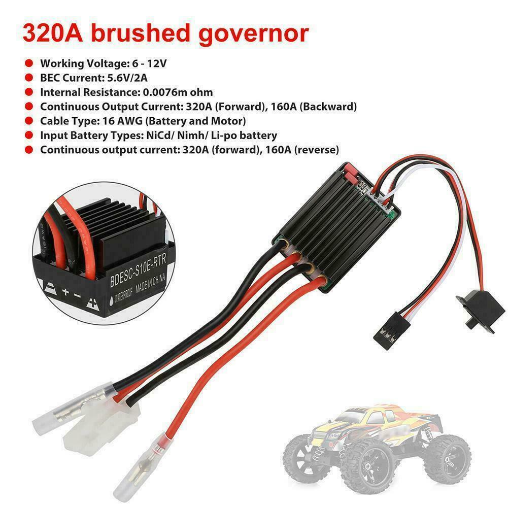 High Voltage Waterproof 320A Brushed ESC Speed Controller Boat Car For RC J5Y6