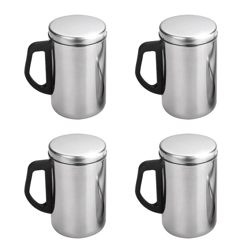 4x Stainless Steel Coffee Tea Water Cup Double Wall Insulated Beer Mug 350ml