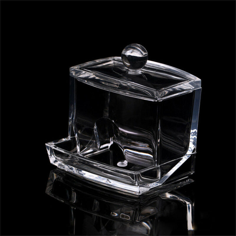 Clear Acrylic Cotton Swab Q-tip Storage Holder Box Cosmetic Makeup Organizer ~