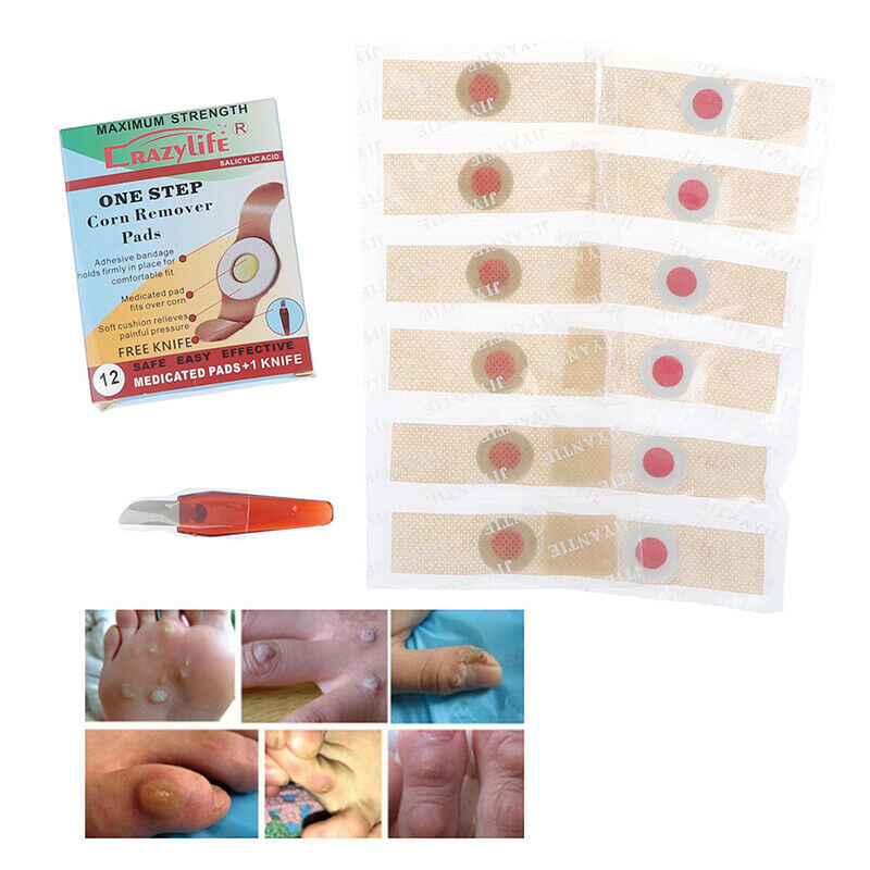 12Pcs Foot Corn Remover Pads Plantar Wart Thorn Plaster Patch Callus Removal TH