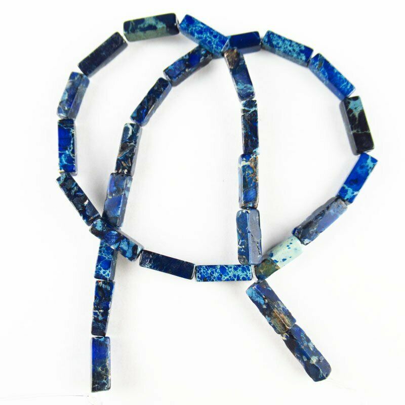 14x4mm Royal Blue Man-made Sea Sediment Jasper Oblong Loose Bead 15.5 " 587DHS