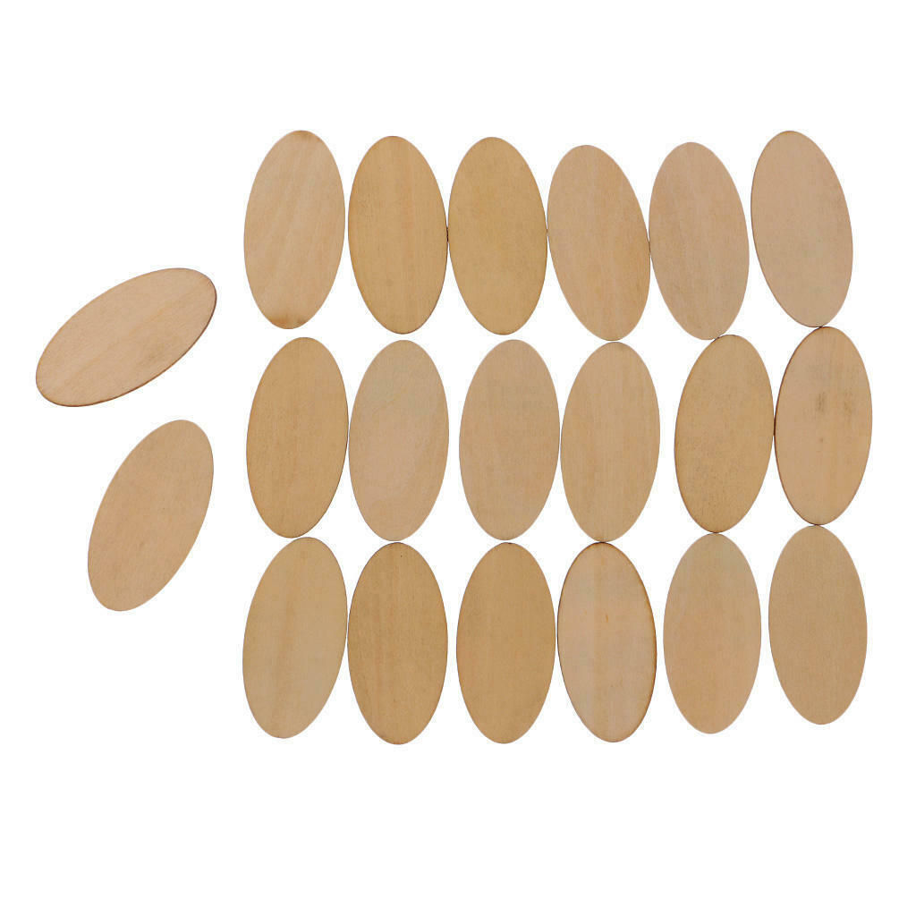 40pieces Natural Unfinished Wood Ellipse Cutout Shaped - 1.5 mm Thick Unpainted