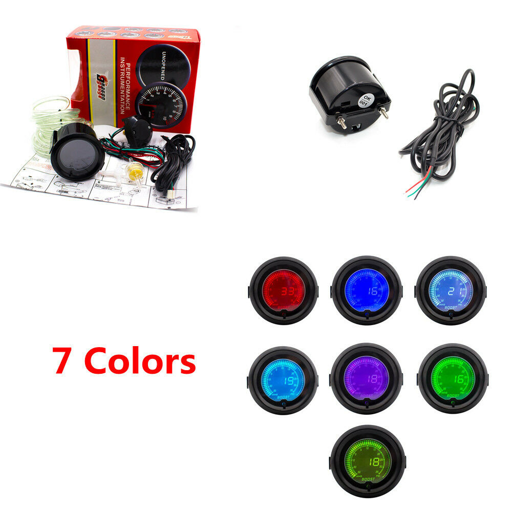 52mm/2" 7 Colors Universal 35 PSI Boost Gauge Vacuum Pressure Gauge for Auto Car