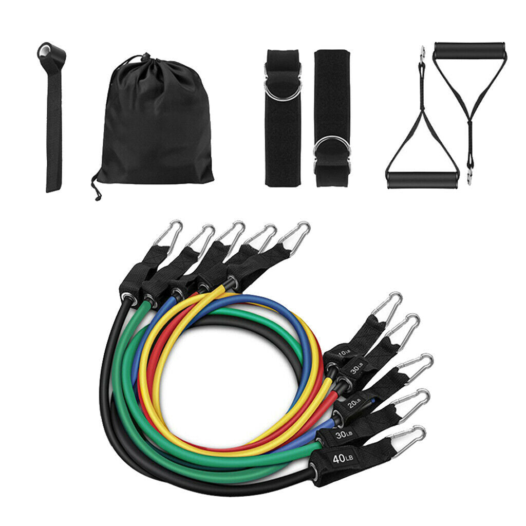 11 Pieces Exercise Bands Set with Foam Handles Workout Bands Kit Gym Yoga