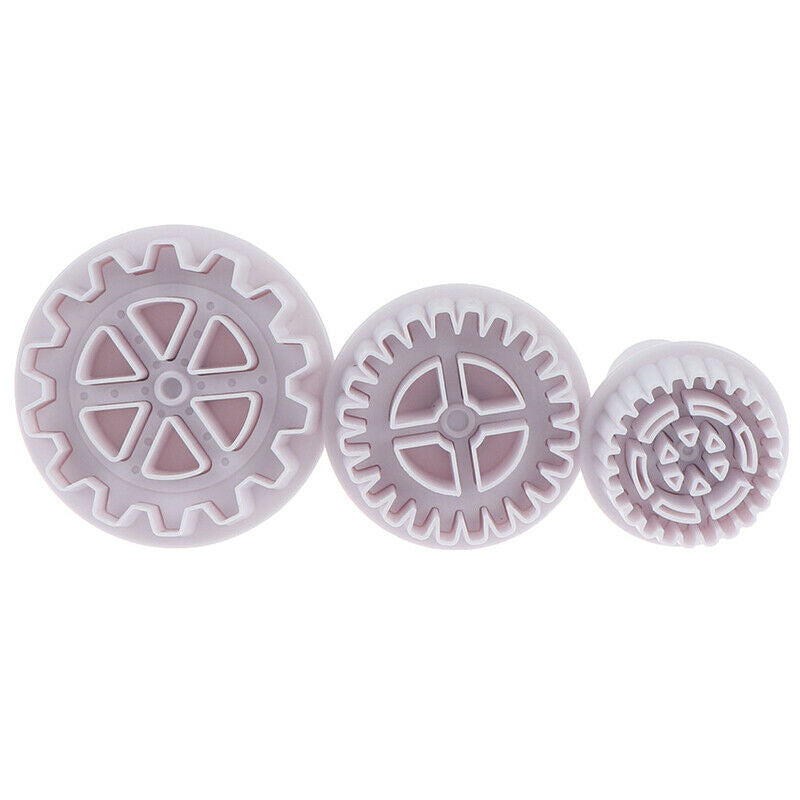 3pcs Christmas gear fondant cookie cutter fondant mold cake decorating to.l8