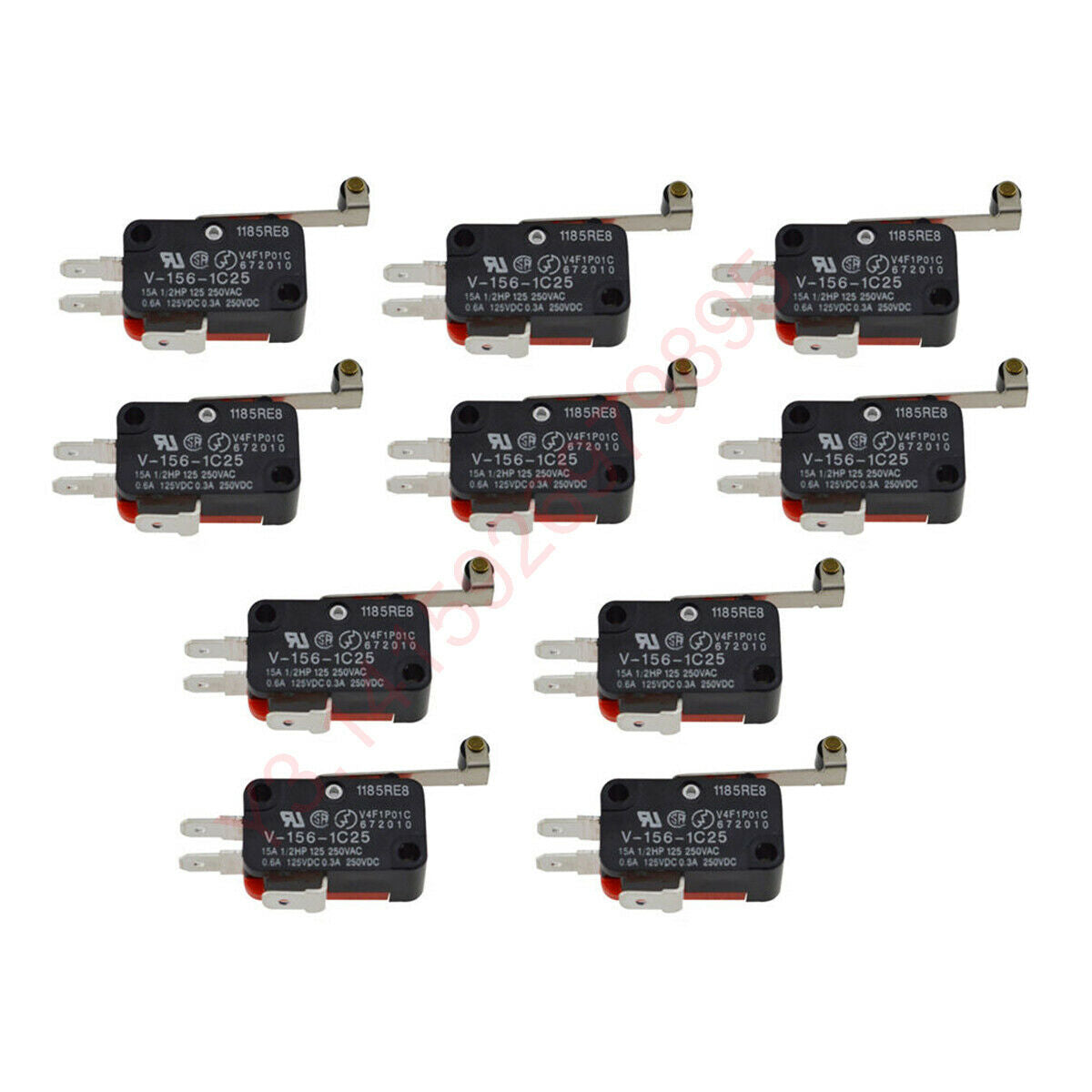 10Pcs V-156-1C25 Micro Limit Switch Long Hinge Roller Momentary SPDT Snap Action