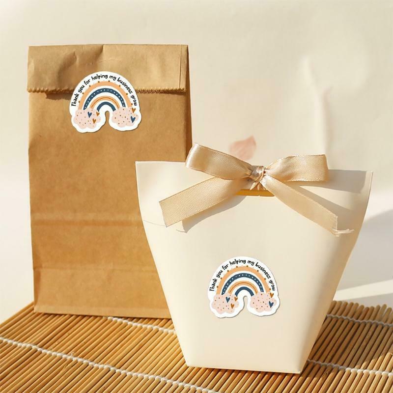 500pcs Thank You for Helping My Business Grow Stickers Rainbow Handmade Labels