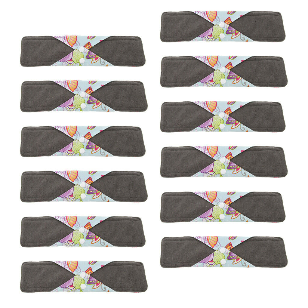 12x 11.8" Bamboo Cloth Menstrual Pads Reusable Washable Super-Absorbent