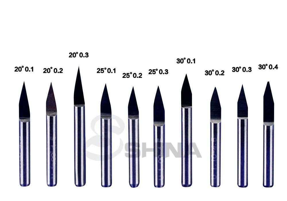 5x 1/8" 3.175mm 20 deg 0.1mm Tungsten Carbide Engraving Bits CNC Router Tool