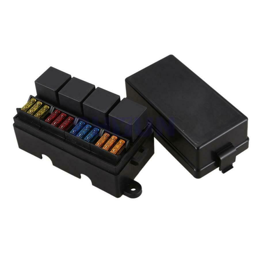 Car SUV 12 Road Insurance Case Blade Fuse Block Box 4Pin 12V 40A 4-Relay Holder