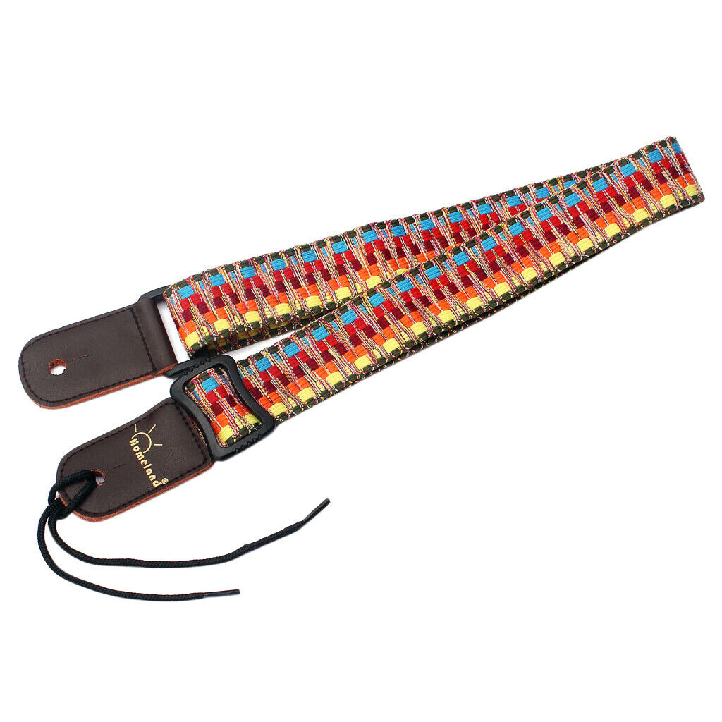 Nylon Guitar Strap with Leather Ends for Guitar Ukulele Mandolin Banjo