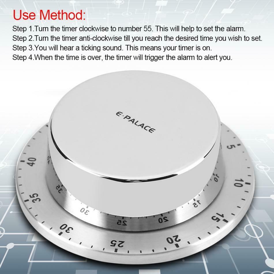 Long Ring Bell Alarm Loud 60-Minute Kitchen Cooking Wind Up Timer Mechanical