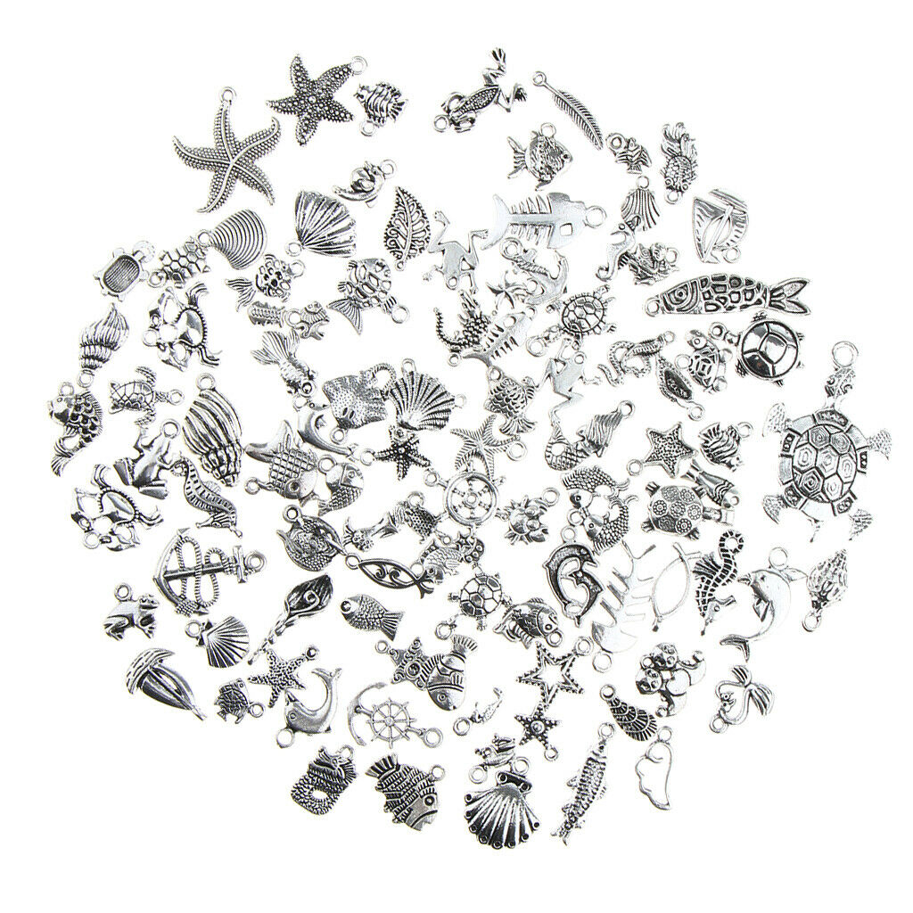 100 Pieces Mixed DIY Ocean Fish & Sea Creatures Charms Pendants Jewelry Making