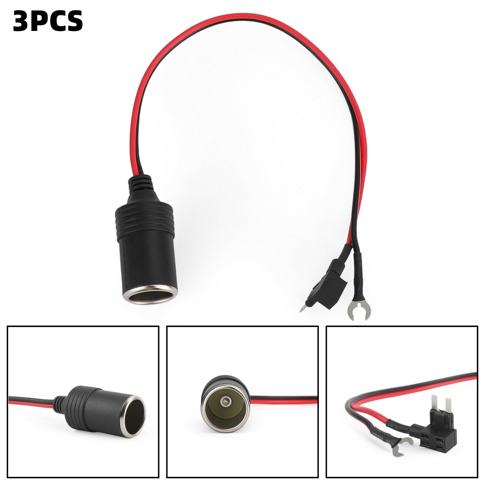 3x Female Socket extension Plug Connector Adapter Small Size Pure Copper Cable