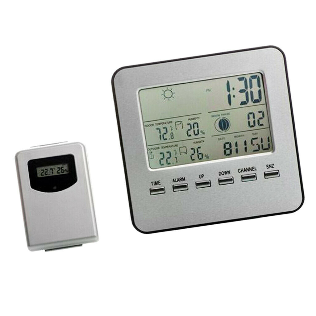 Digital Weather Thermometer Home Alarm Clock Indoor Outdoor Wireless Station