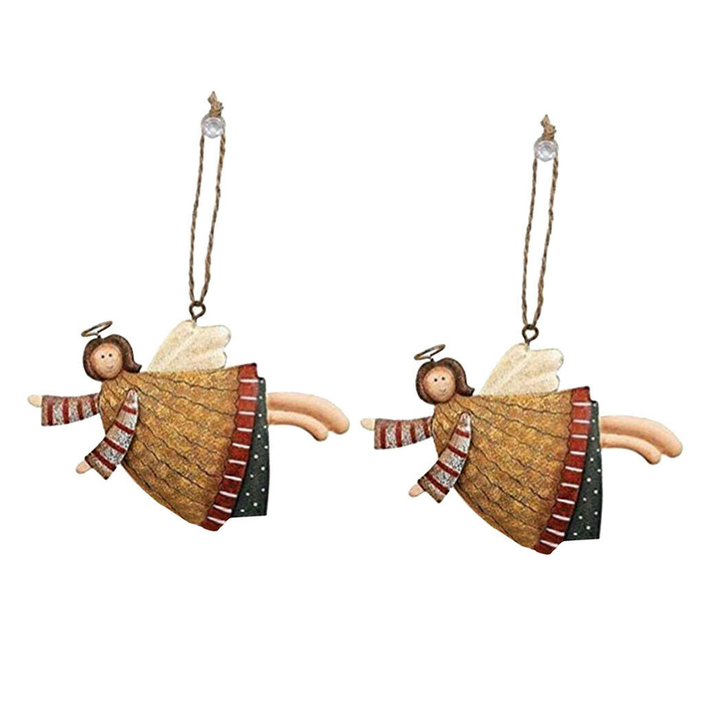 2x Adorable Christmas Metal Ornaments Holiday Baubles Gift House Decor