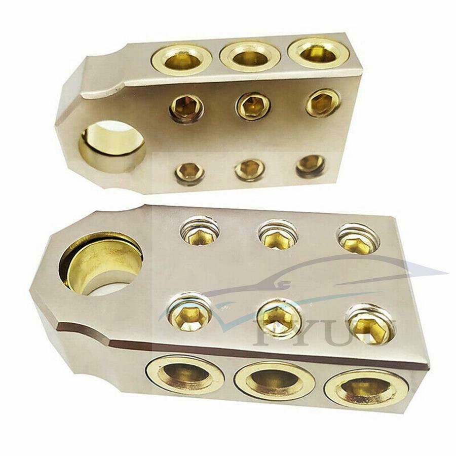 2X Car Battery Terminal Clamp Post 1/0 2 4 8 GA AWG Gauge Positive Negative Port