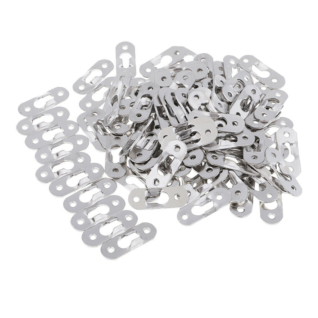 100 Pcs Metal Keyhole Hanger Fasteners for Picture Frames 37 x 13.5 mm