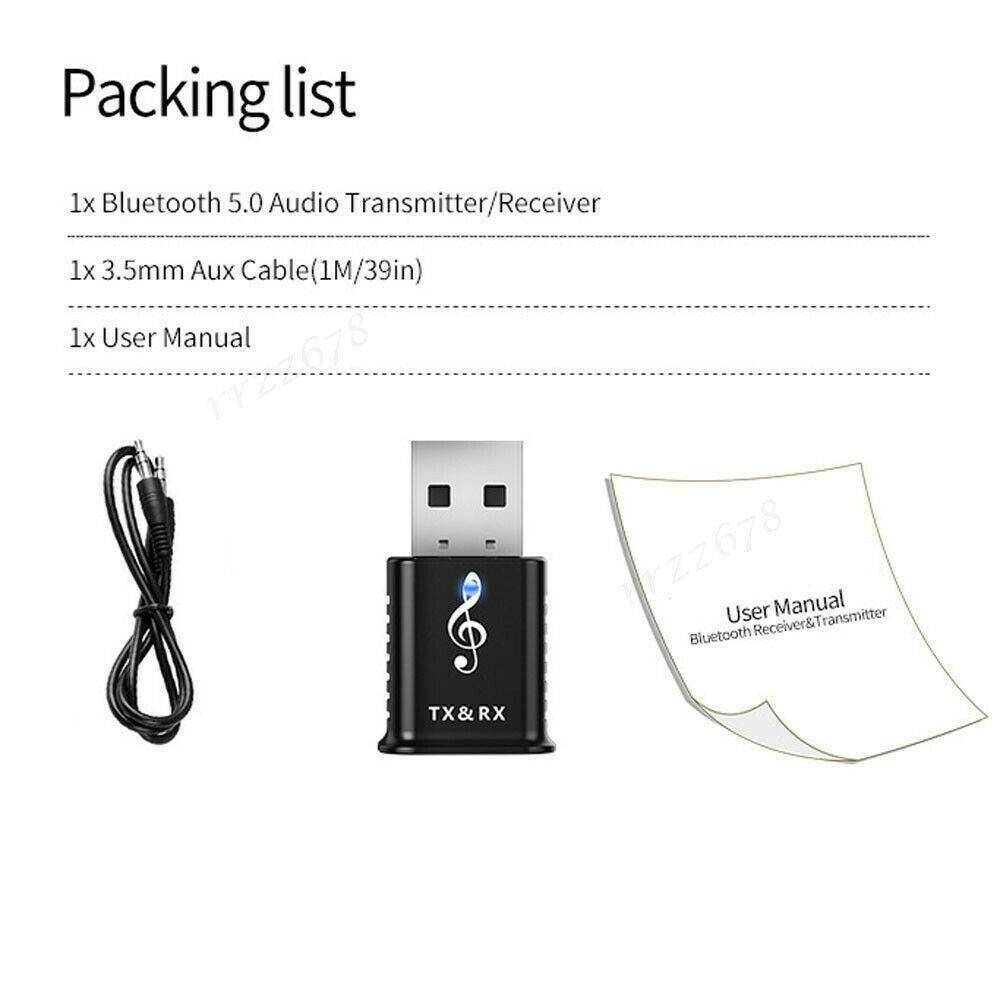 USB Bluetooth 5.0 Receiver Audio Transmitter Adapter For TV/PC Headphone Speaker