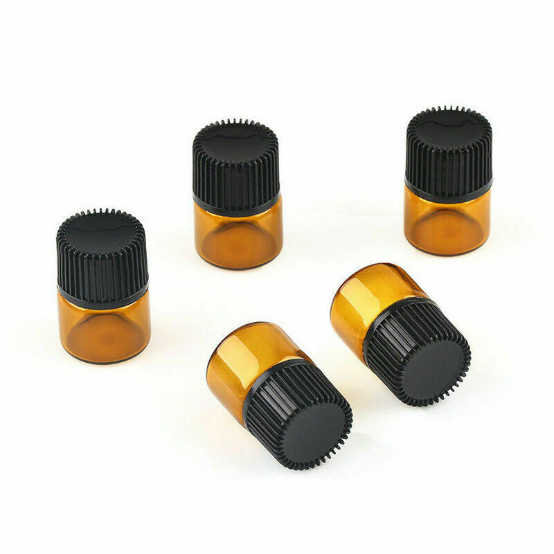 Essential Oil Amber Glass Dropper Bottles Empty Black Cap Refillable 20pcs