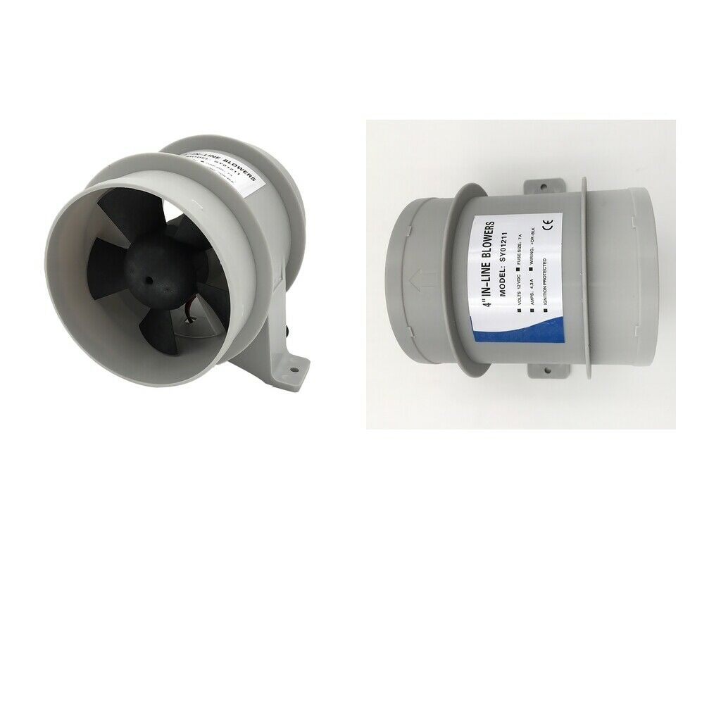 2pcs High Air Flow In-Line Blower Boat Quiet Bilge Blower 4inch Diameter