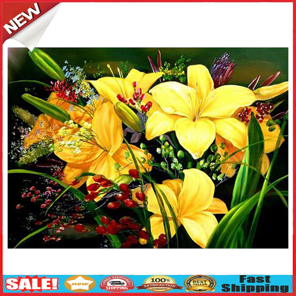Lily DIY Full Drill Round Diamond Painting Embroidery Kit Cross Stitch Set  @