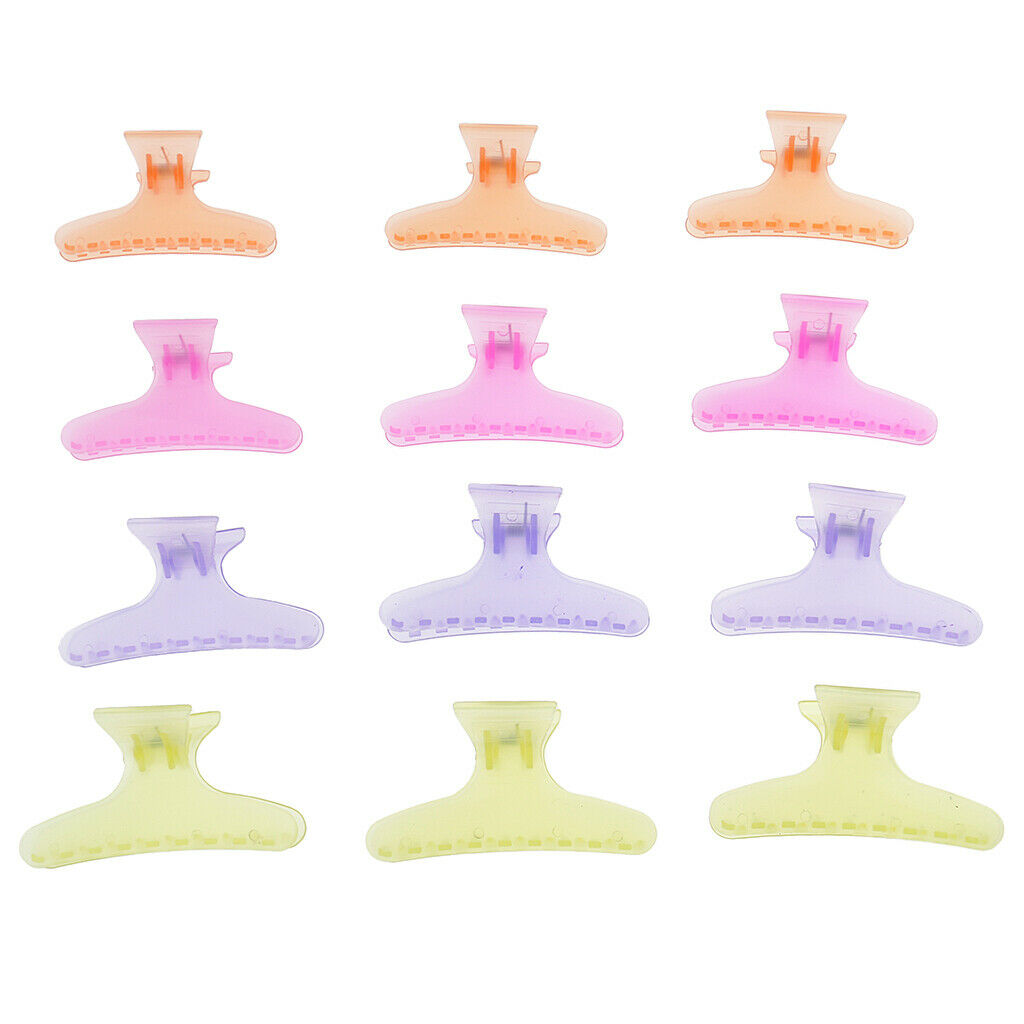 12x Colorful Plastic Hair Claw Salon Hairdressing Styling Clip Clamp Grip