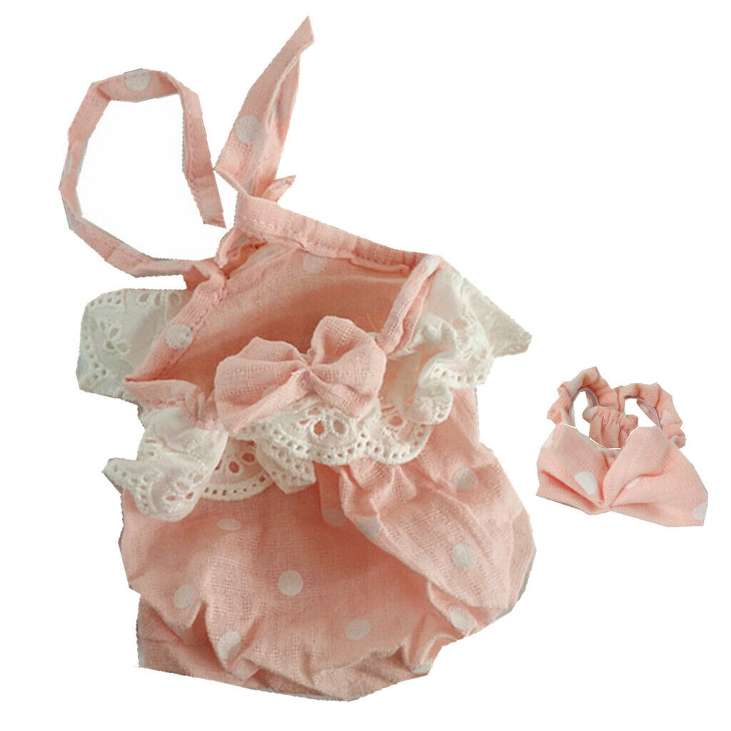 Handmade Lovely Polk Dot Printed Princess Newborn Headband Romper Dress