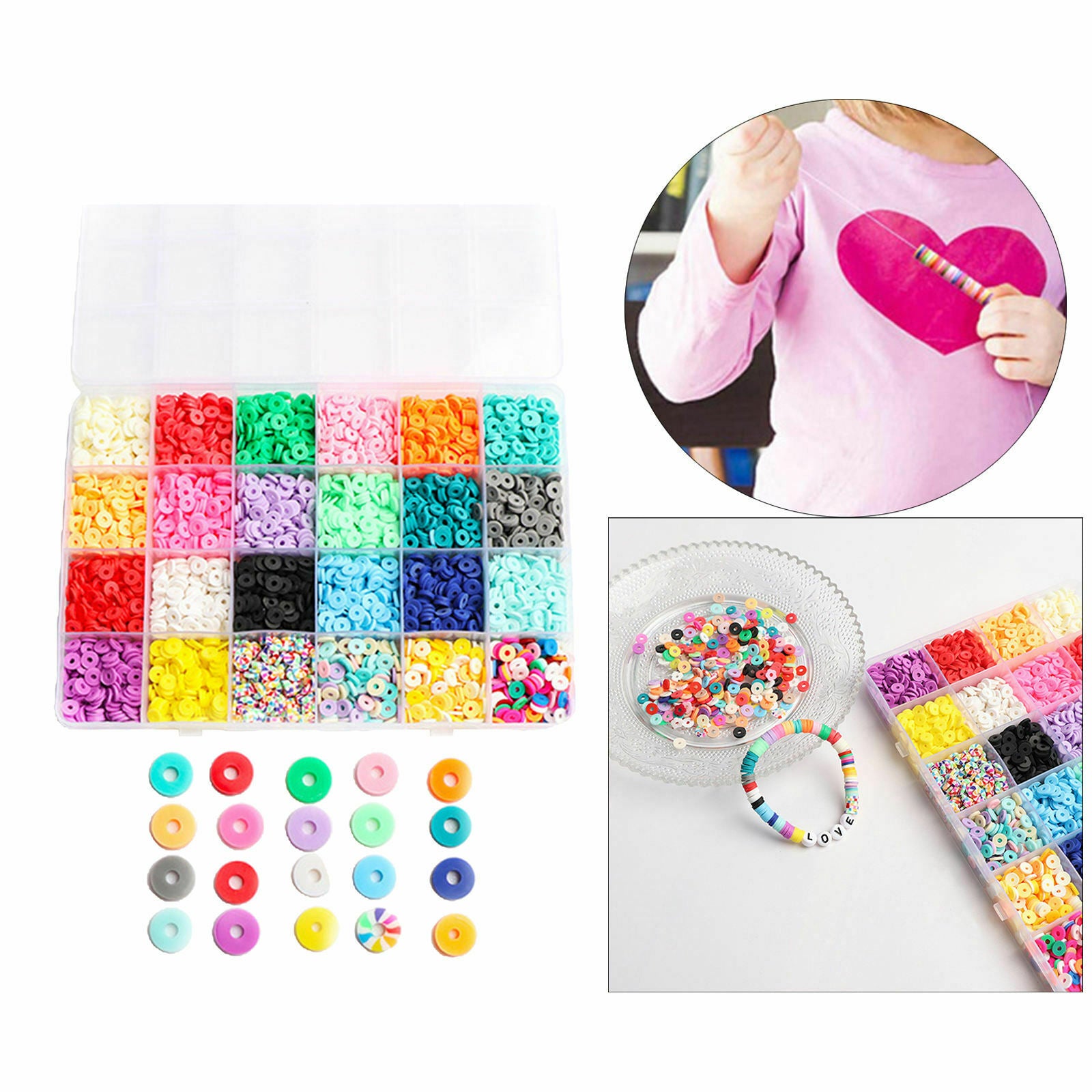 Polymer Clay Spacer Beads 6mm Letter Circle Beading Jewelry Making for Rings