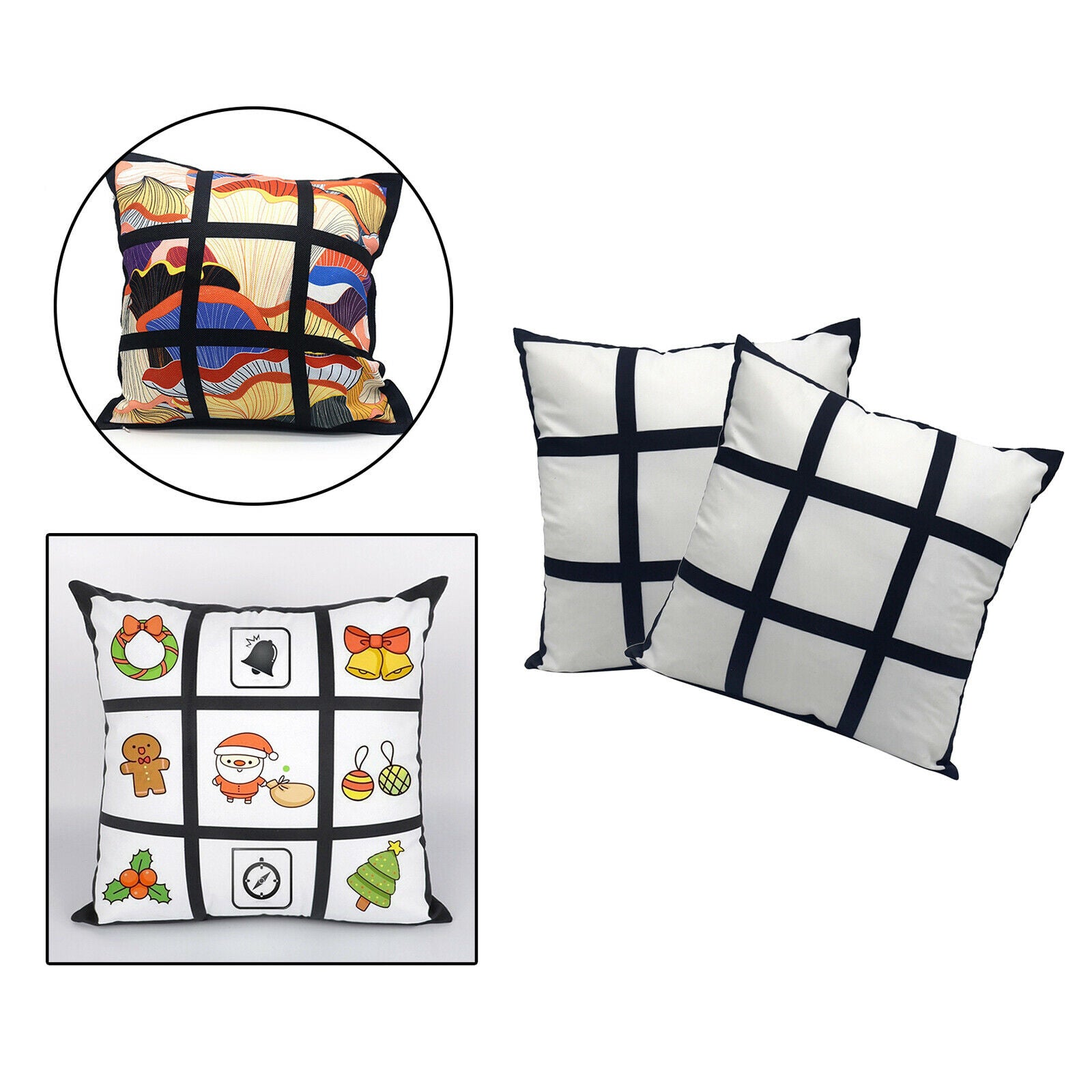 2 Pieces Sublimation Blanks Panel Pillow Case Car Chair Throw Cushion Cases
