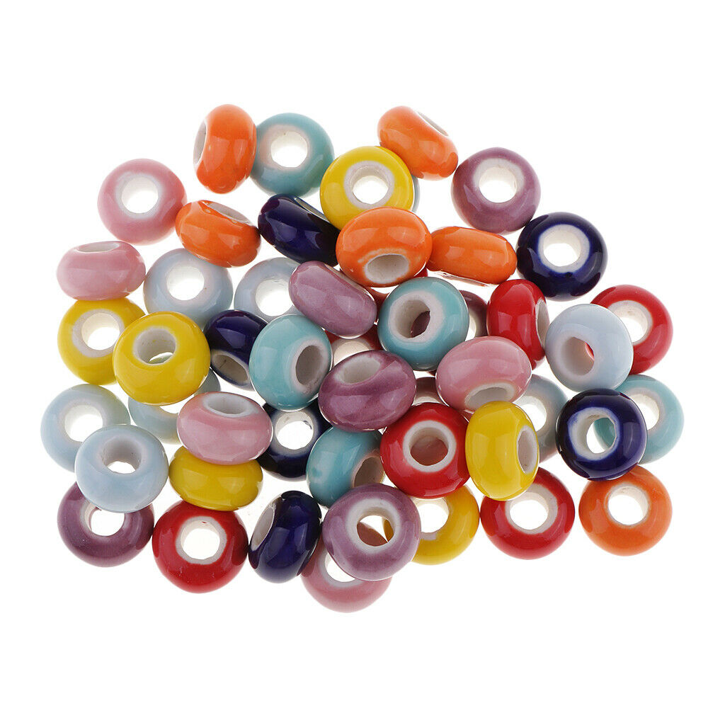 50pcs DIY European Ceramic Porcelain Charm Beads Fit Necklace Bracelet Chain