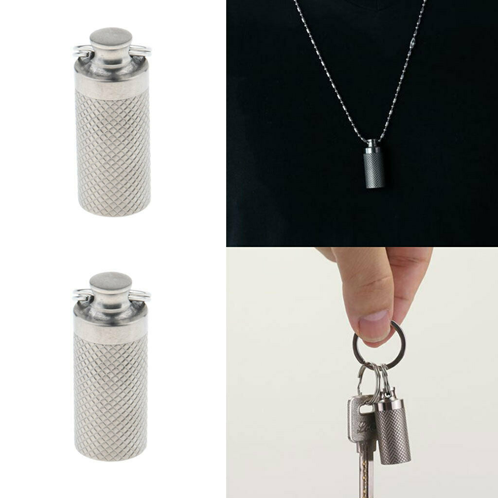 2x Outdoor Portable First Aid Container Waterproof Pill Box Capsule Keychain