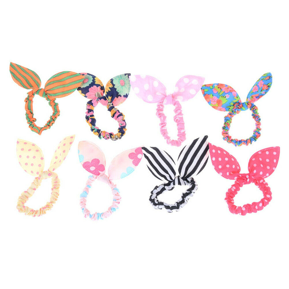 12PCS Girl Rabbit Ear Scrunchies Hair Band Rope Elastic Tie Ponytail Holde.l8