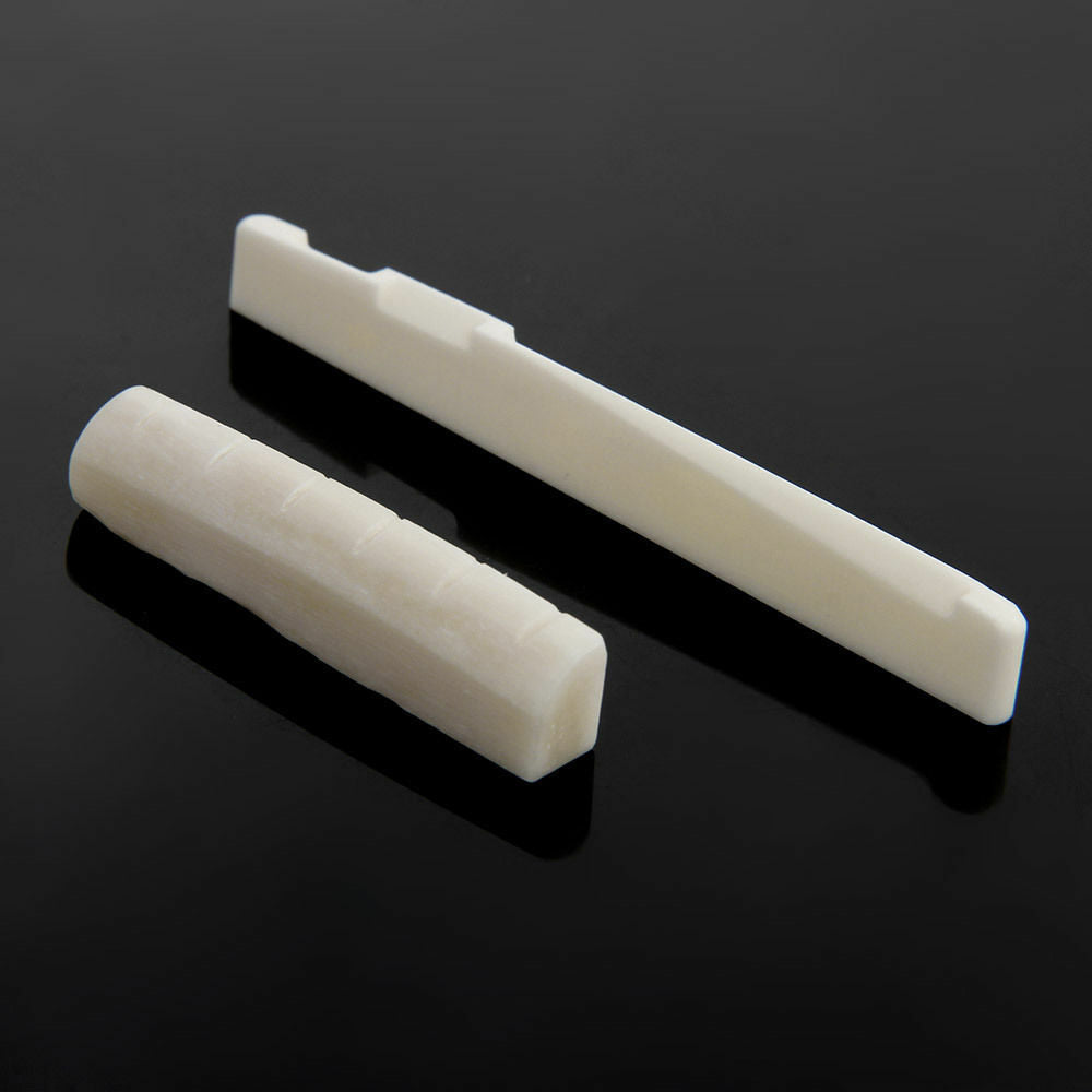 Beige Buffalo Bone Bridge Saddle And Slotted Nut For 6 String AcousticG.l8