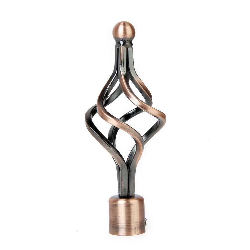 2Pcs Window Curtain Rod End Drapery Pole Rail Decorative Heads Twist#Copper