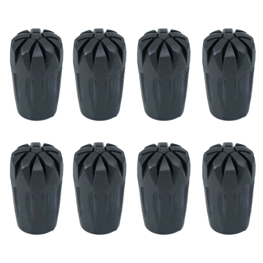 8x Trekking Stick Tips Anti-skid Mountaineering Walking Pole   Cover Black