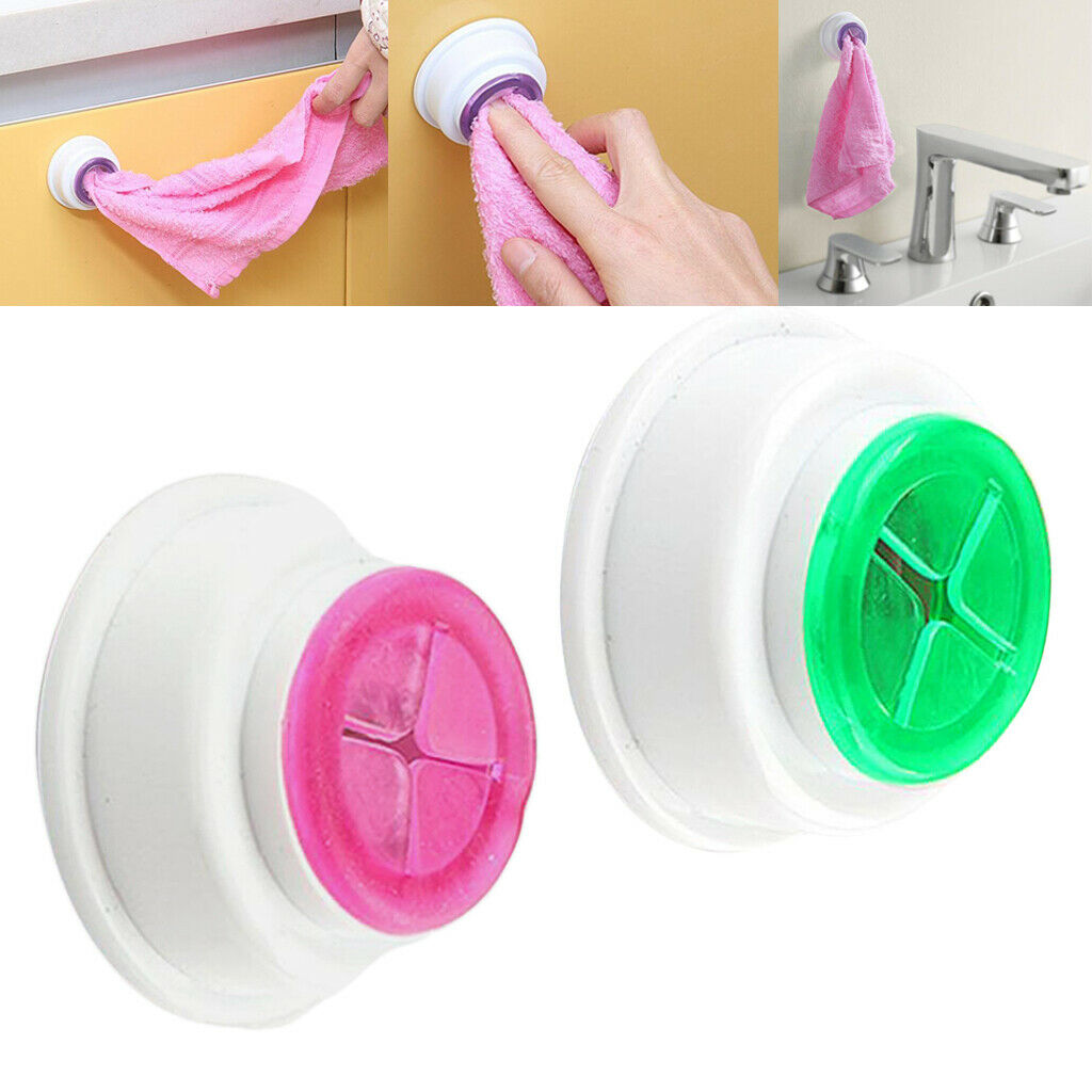 2 Pieces Tea Towel Holder Push and Grip Hanger Wall Hook Rack Bathroom New