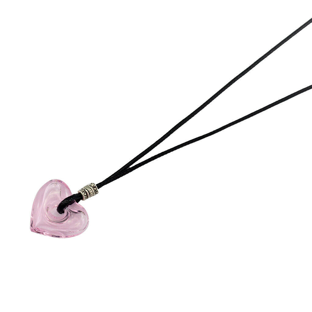 Essential Bottle Diffuser Perfume Heart Glass Pendant Necklace Pink