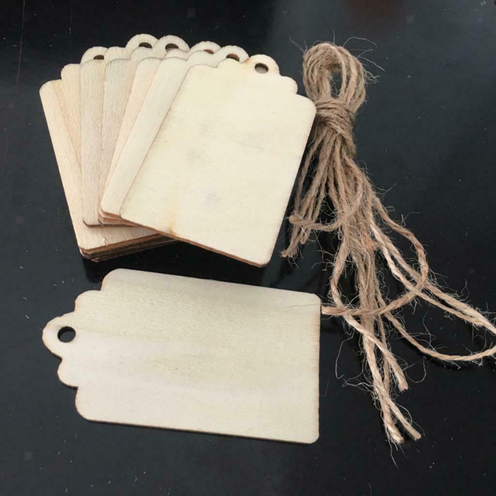 50 Piece Natural Rectangle Blank Wooden Gift Tags Wood Hanging Label Plaque