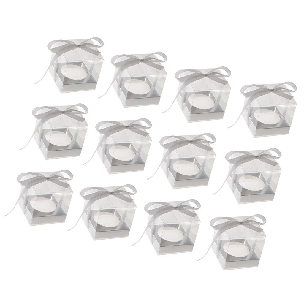 Pack of 12 Clear Gift Boxes with Ribbon Wedding Party Bomboniere Candy Cookie