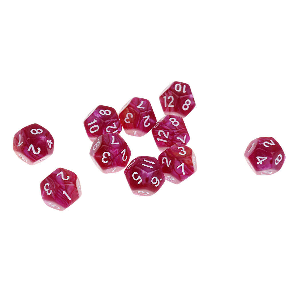 10PCS D12 Polyhedral Dice for RPG Games Table Game Red