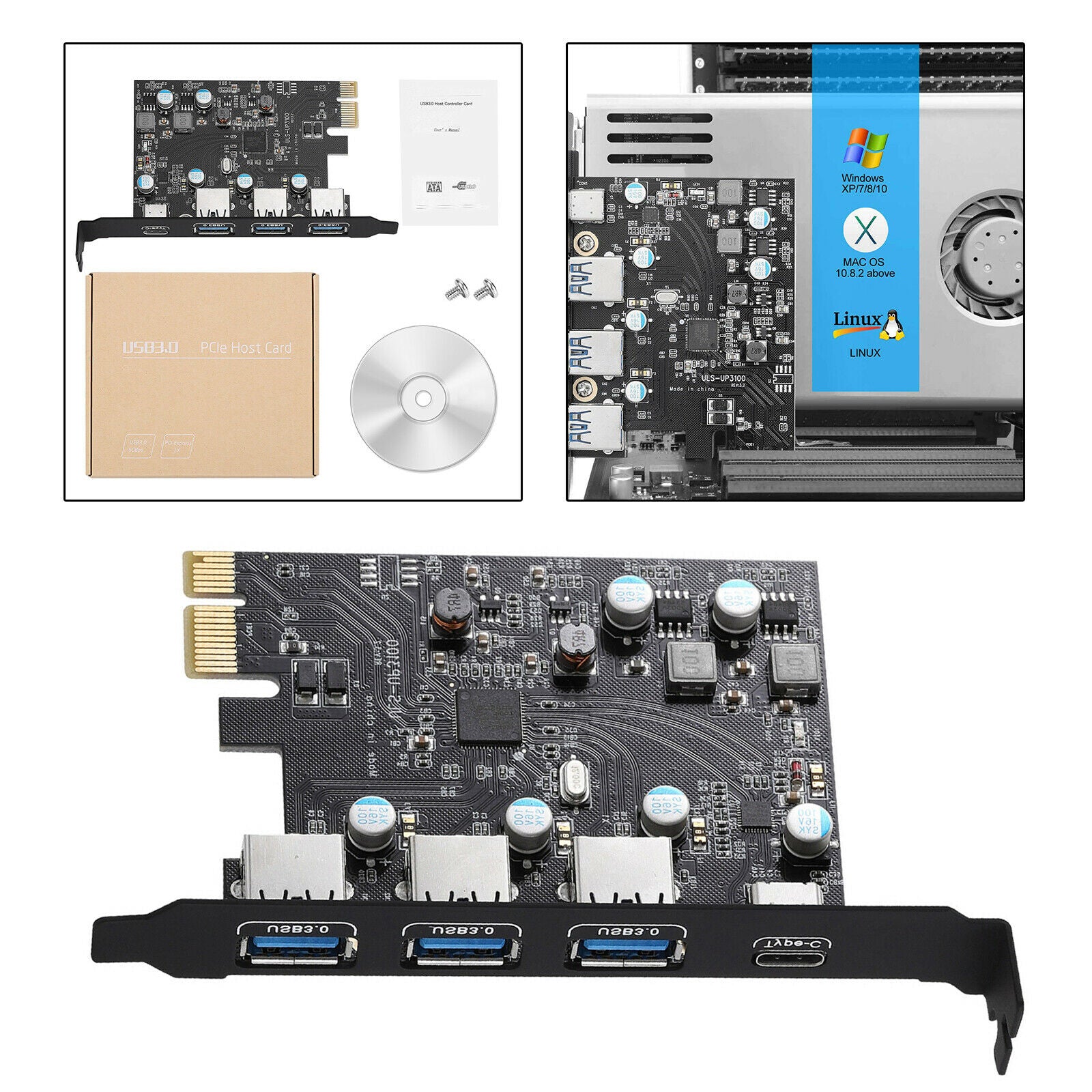 Type C(1) Type A(3 ) Super-Fast 5Gbps PCIe Build in Self-Powered Technology