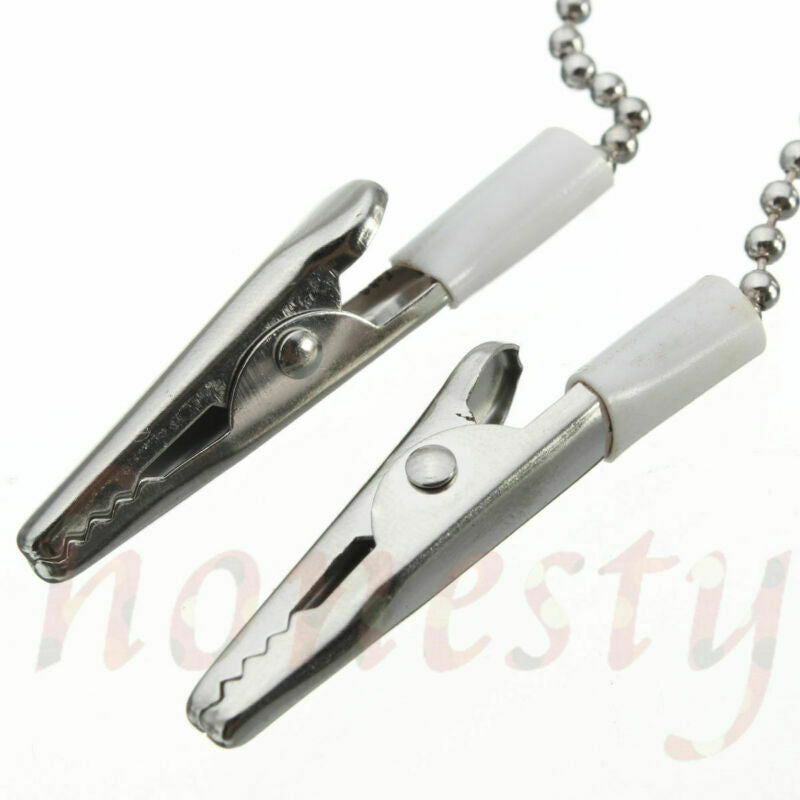 2pcs Napkin Holder Dental Lab Bib Crocodile Clip Flexible Metal Ball Chain