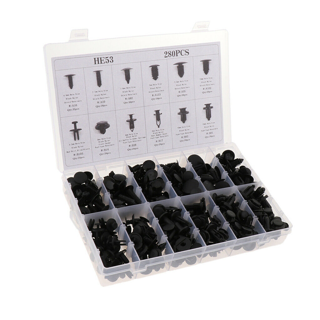 280 Pieces Universal Car Plastic Rivets Fastener Bumper Push Pin Clip HE53
