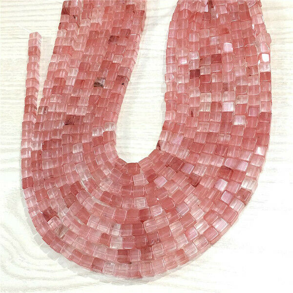 1 Strand/62Pcs 6x6mm Red Cherry Quartz Cube Spacer Loose Beads 15.5inch HH709