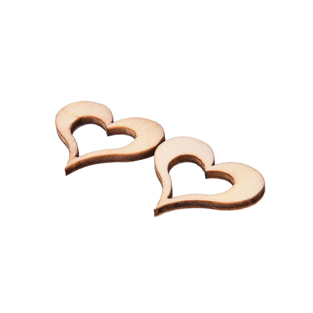 50X 3cm Wooden Mini Hollow Love Heart Wood Cutout Wedding Craft Embellish.l8
