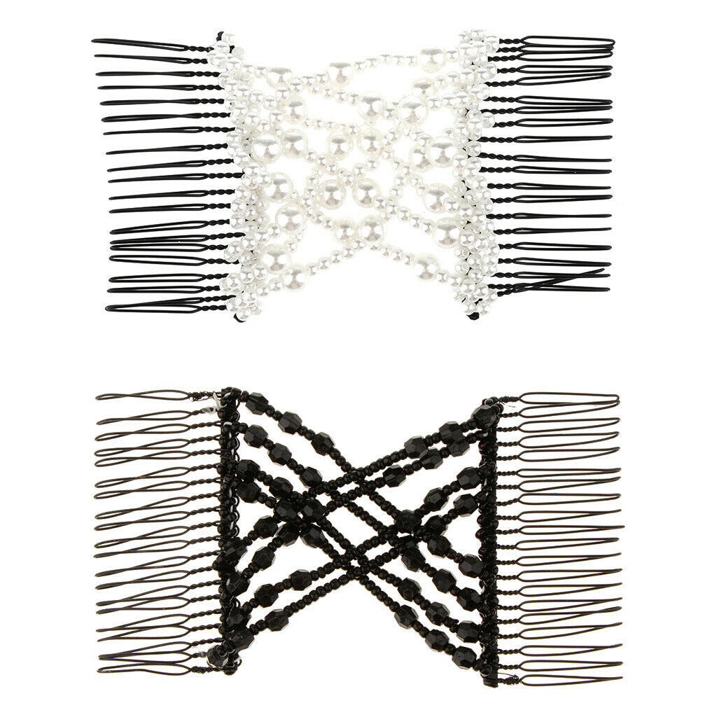 2pcs Elastic Double Slide Hair Combs Clips Hair Holder Women Hairstying Tool