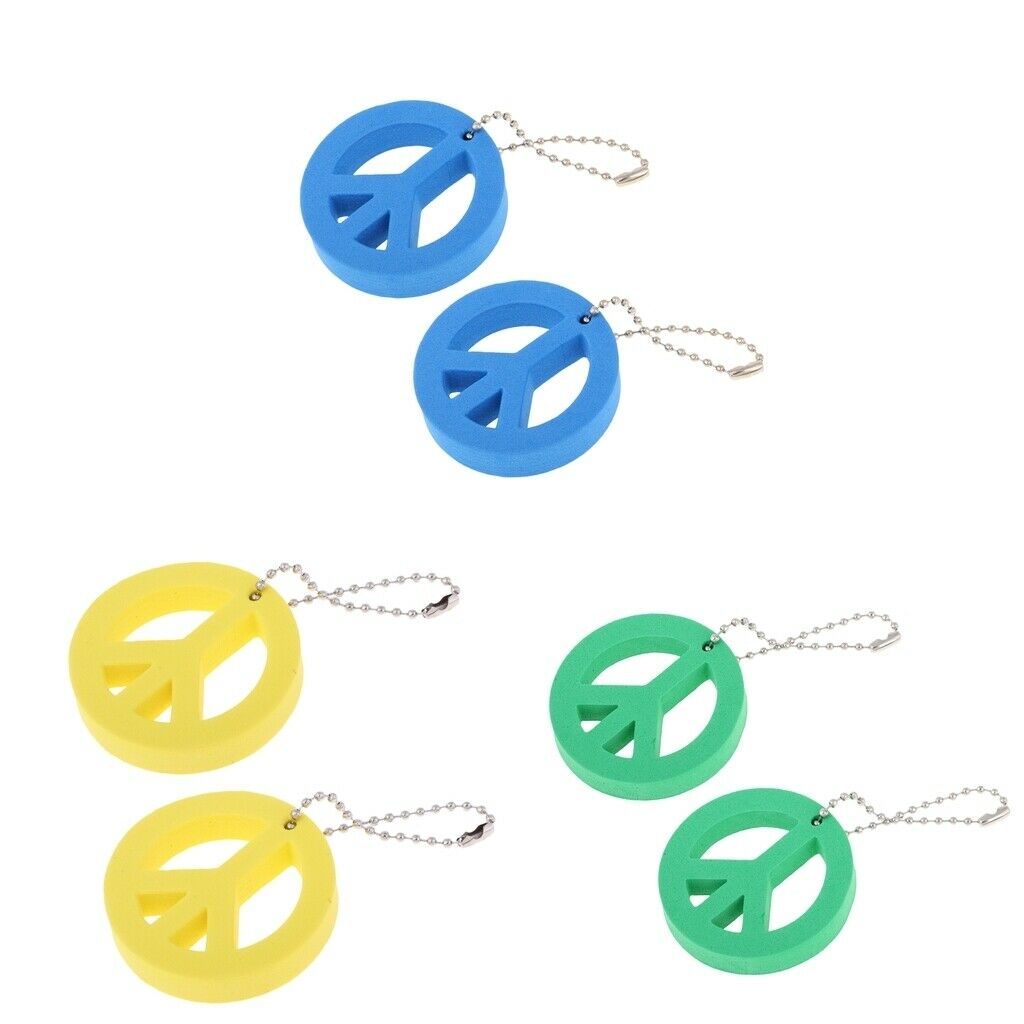 2 Pieces Round Buoy EVA Floating Keychain Keyring Yachting Key Float Green