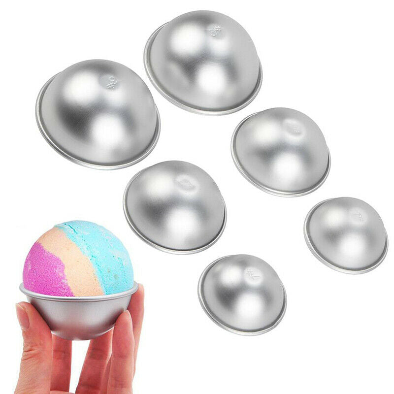 6PCS Round Aluminium Alloy Bath Bomb Molds DIY Tool Bath Bomb Salt Ball C.l8