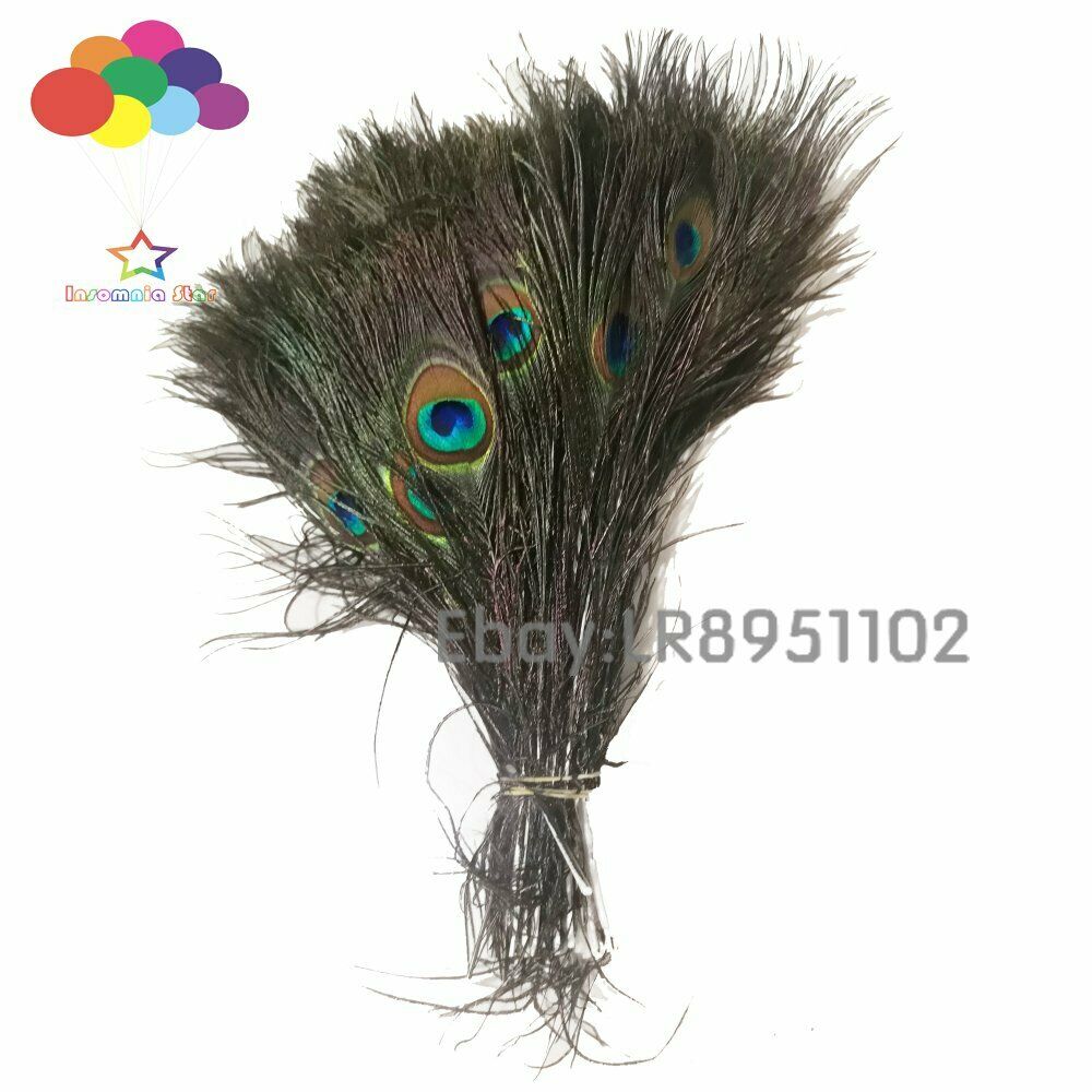 Wholesale 100pcs Natural Peacock Eye Tail Feathers about 25-30 cm for Earring